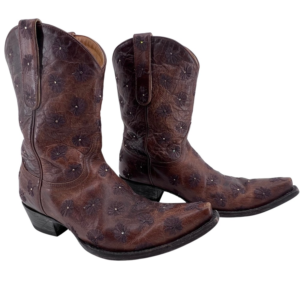Old Gringo Womens 10 Brown Leather Floral Embroidered Snip Toe Western Boots